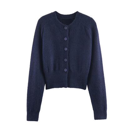 Colorblock cardigan i blandingstøj med japansk-koreansk stil