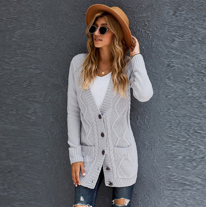 Blød strikcardigan med lommer og V-hals