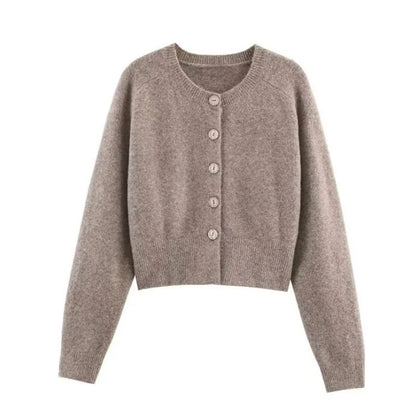 Colorblock cardigan i blandingstøj med japansk-koreansk stil