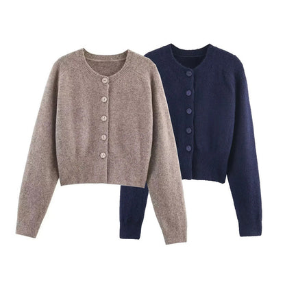 Colorblock cardigan i blandingstøj med japansk-koreansk stil