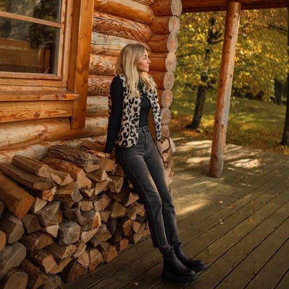 Geometrisk mønstret vest i sort