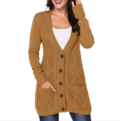 Blød strikcardigan med lommer og V-hals