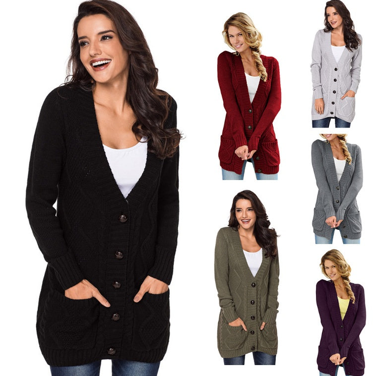 Blød strikcardigan med lommer og V-hals