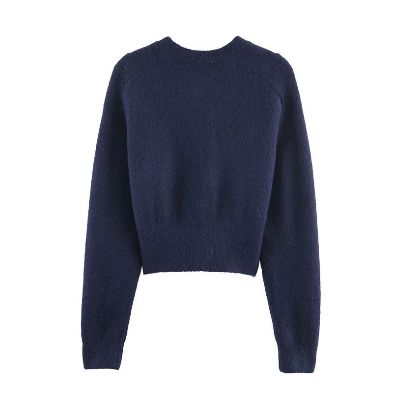 Colorblock cardigan i blandingstøj med japansk-koreansk stil