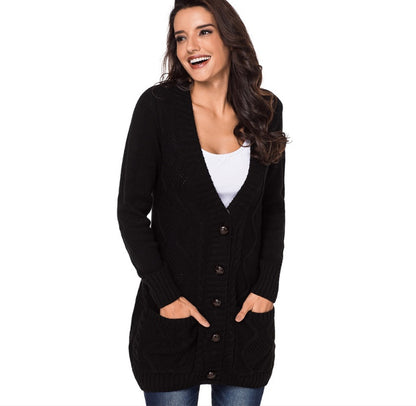 Blød strikcardigan med lommer og V-hals