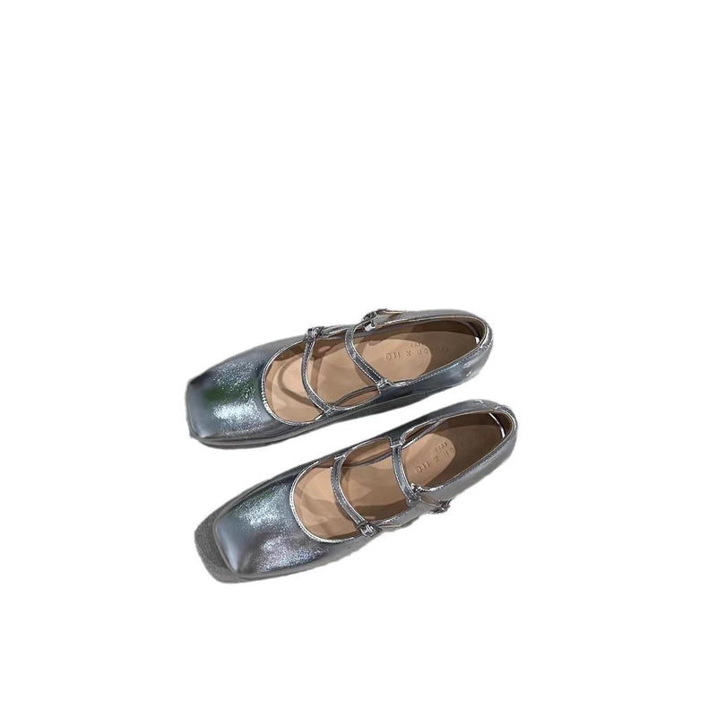 Elegante sko i PU med firkantet hæl og firkantet tå