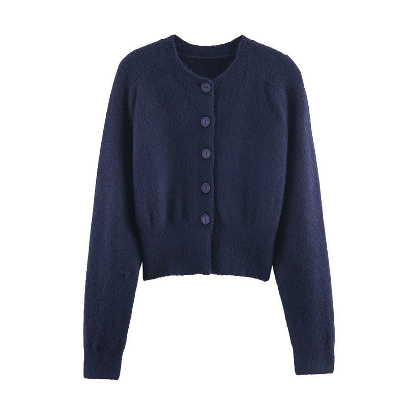 Colorblock cardigan i blandingstøj med japansk-koreansk stil