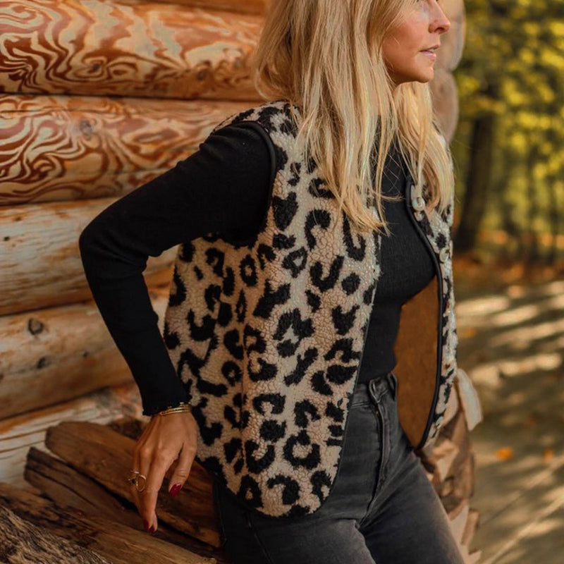 Geometrisk mønstret vest i sort